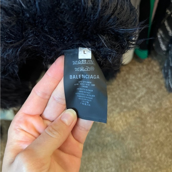 Balenciaga Faux Fur Fuzzy Black Sweater - Picture 3 of 7